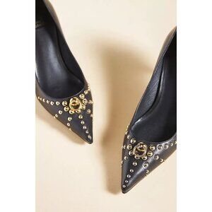 Jeffrey Campbell Women's Black and Gold Accents Tempting‎ Kitten-Heel Pumps 9
